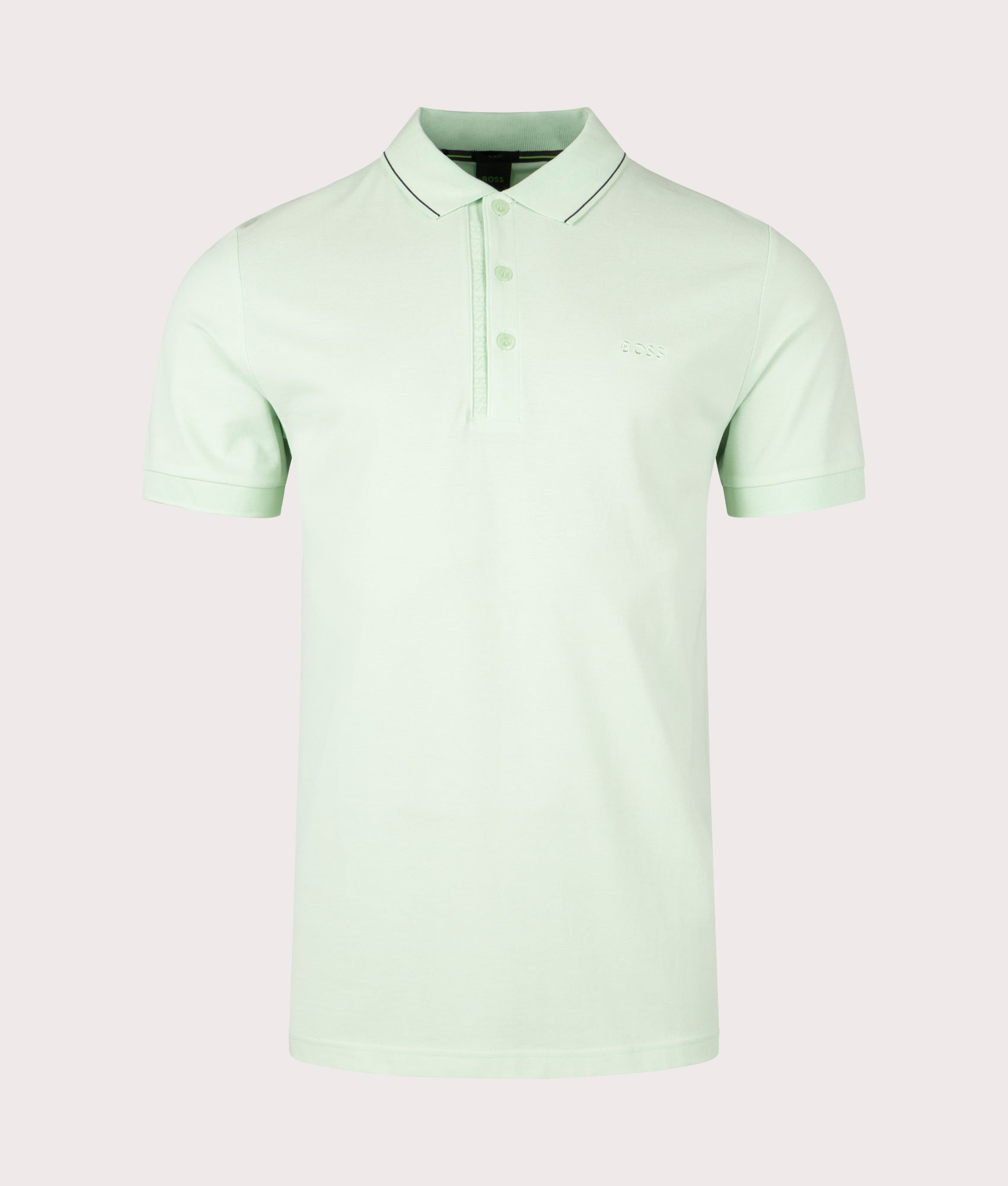 Slim Fit Paule 4 Polo Shirt in Open Green by Boss. EQVVS Front Angle Shot.