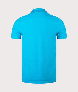 Slim Fit Paule 4 Polo Shirt in Turquoise Aqua by Boss. EQVVS Back Angle Shot.
