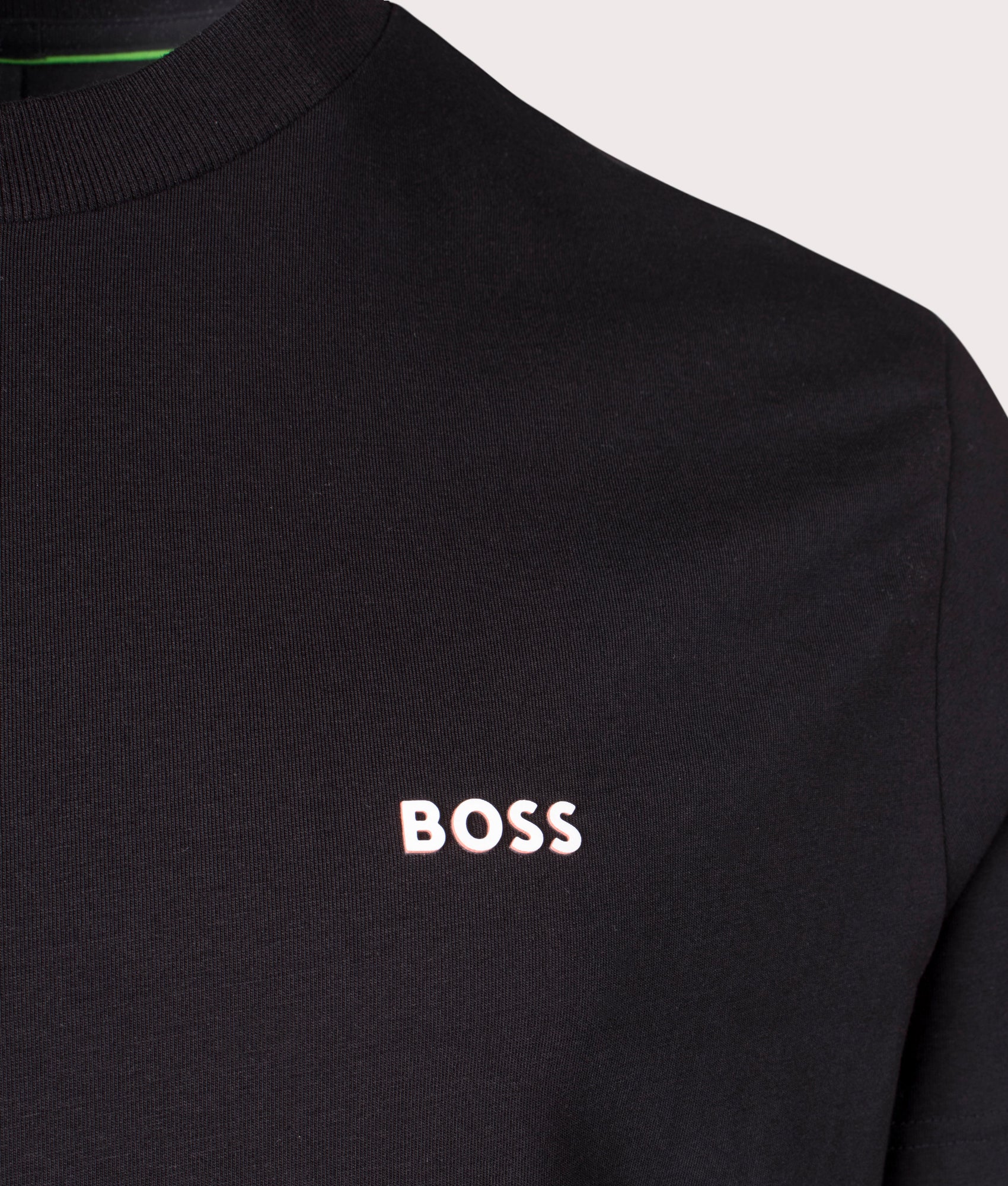 Tee T-Shirt in Black by Boss. EQVVS Detail Shot.