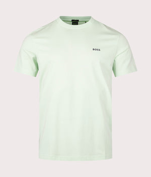 Crew Neck Tee T-Shirt in Open Green by Boss. EQVVS Front Angle Shot.