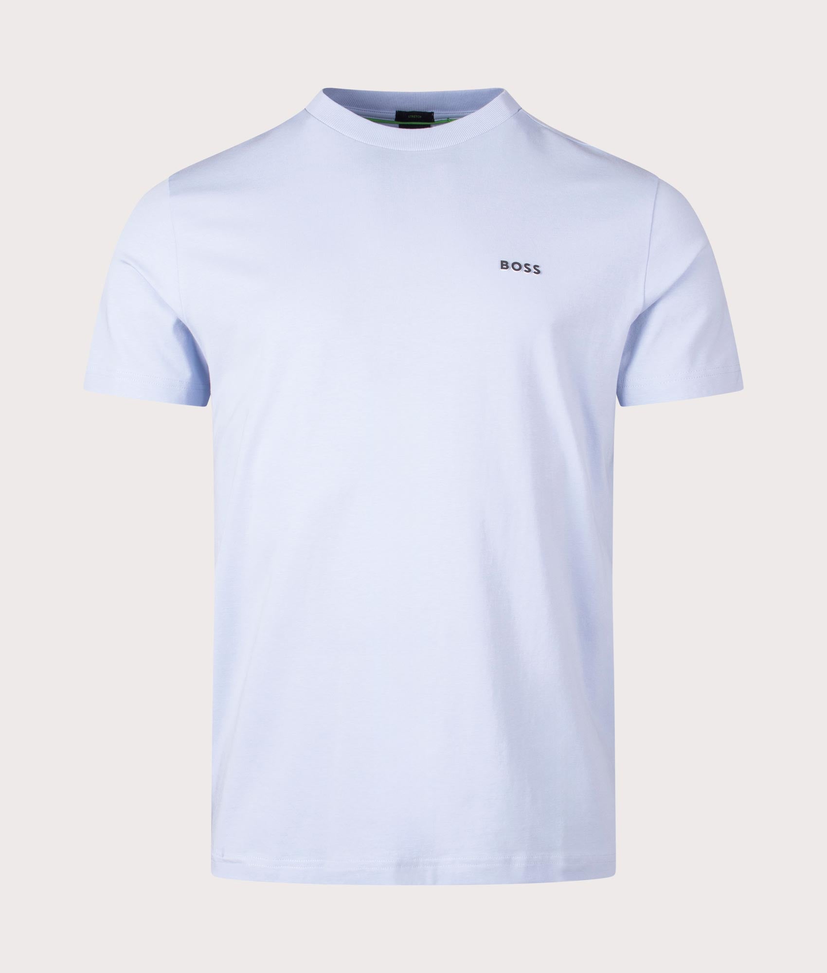 Crew Neck Tee T-Shirt in Bright Purple by Boss. EQVVS Front angle Shot.