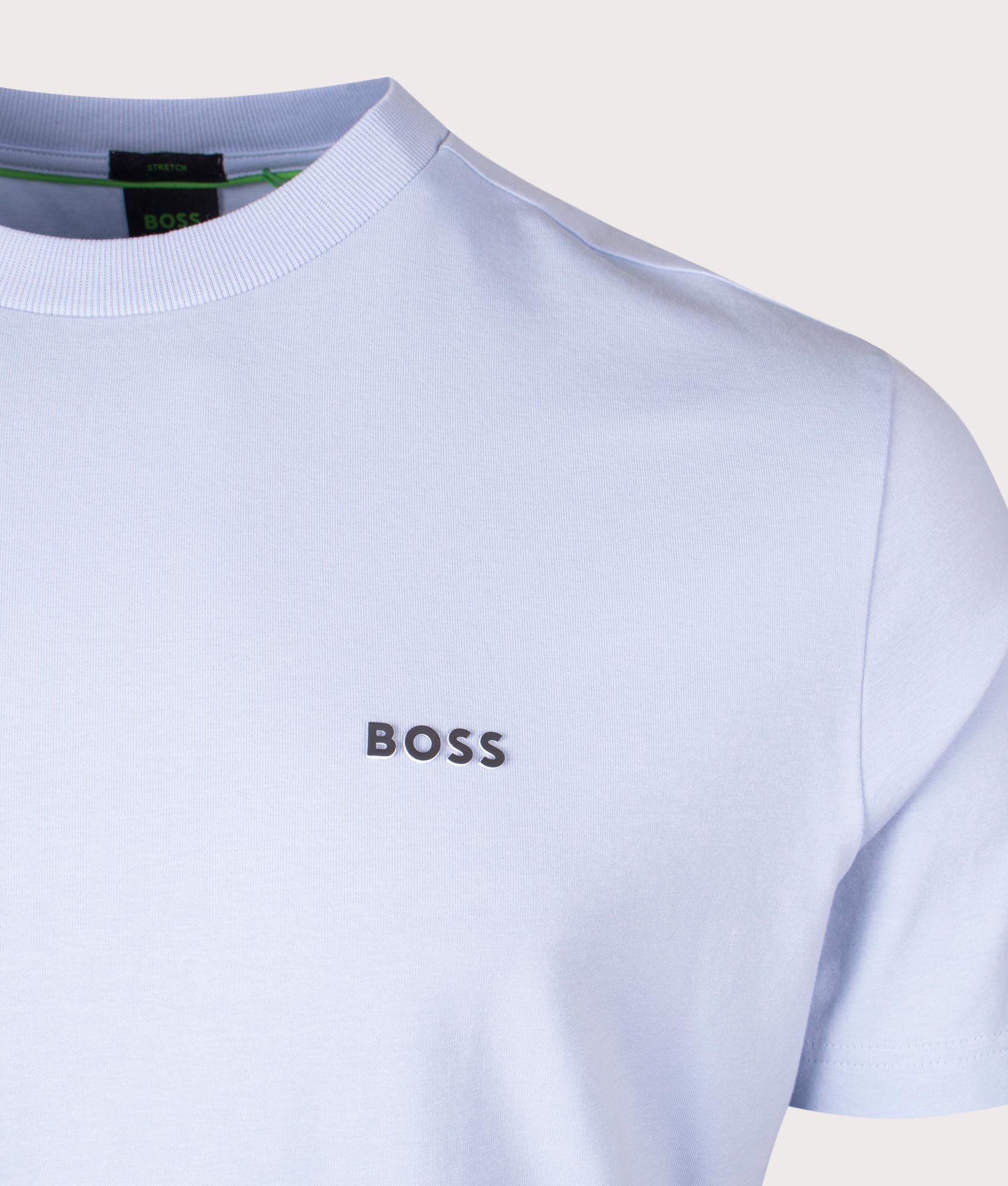 Crew Neck Tee T-Shirt in Bright Purple by Boss. EQVVS Detail Shot.