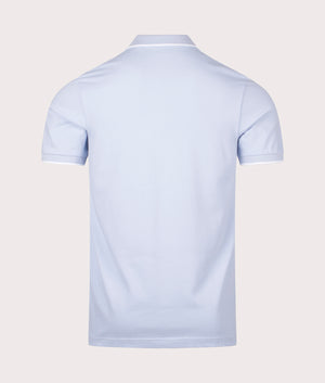 Slim Fit Passertip Polo Shirt in Open Blue by Boss. EQVVS Back Angle Shot.