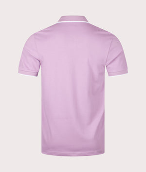 Slim Fit Passertip Polo Shirt in Light Pastel Purple by Boss. EQVVS Back Angle Shot.