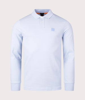 Passerby Polo Shirt in Open Blue by Boss. EQVVS Front  Angle Shot.