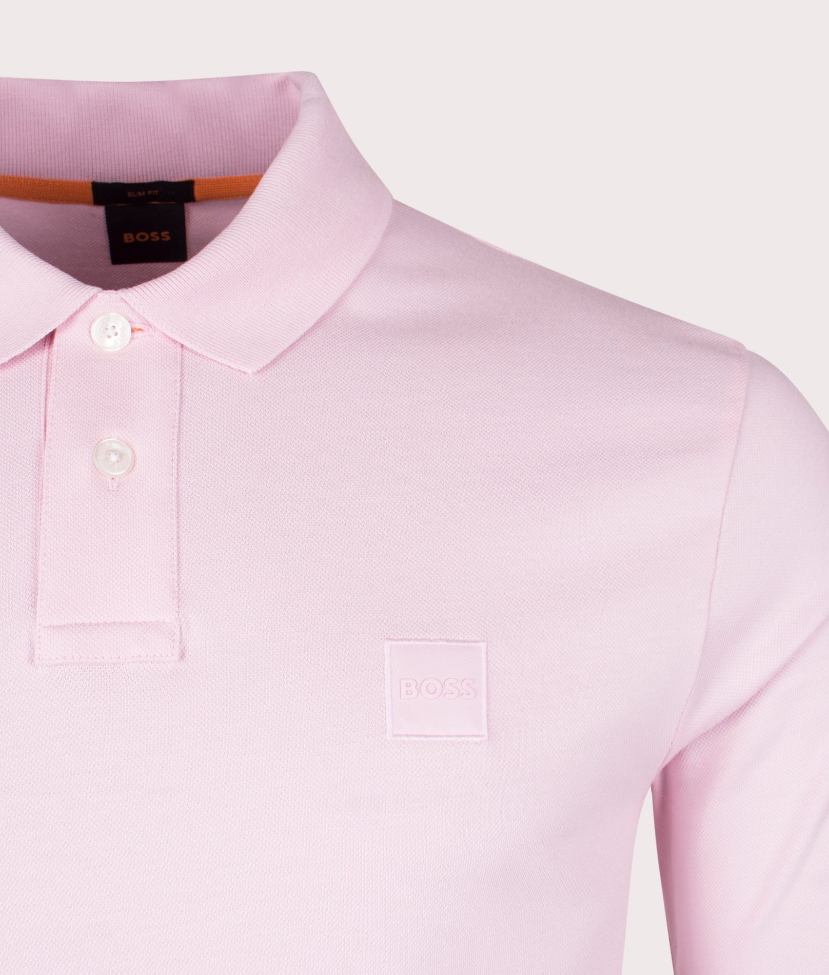 Passerby Polo Shirt in Light Pastel Pink by Boss. EQVVS Detail Shot