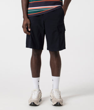 Sisla 6 Cargo Shorts in Dark Blue by Boss. EQVVS Front Angle Shot.