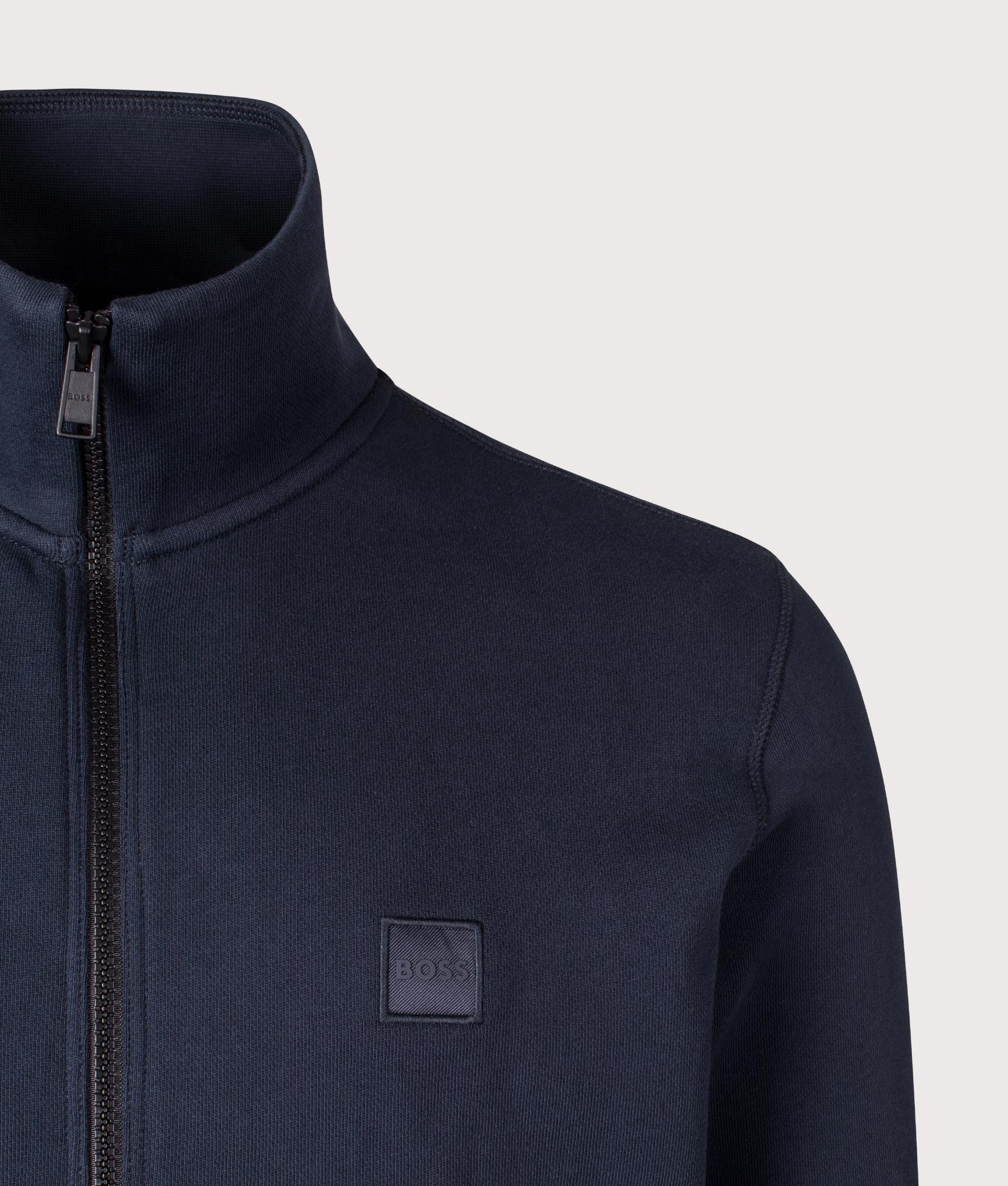 Relaxed Fit Zestart Zip Through Sweatshirt. Shot by EQVVS. Detail shot.