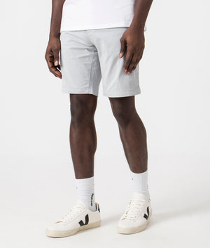 BOSS Slim Fit Chino Shorts in Light/Pastel Grey. Side angle shot at EQVVS.