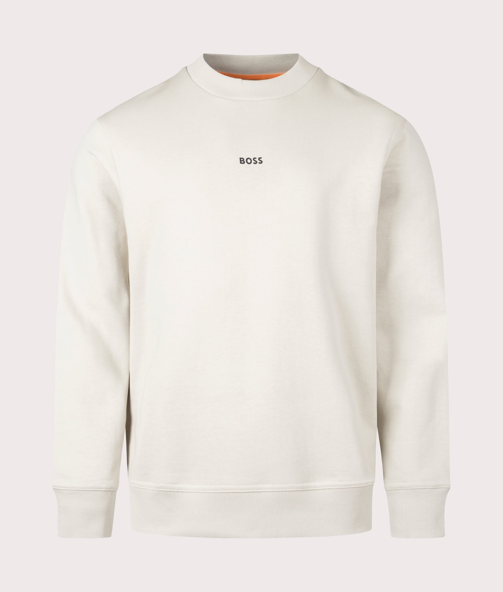 WeSmall Crew Sweatshirt in Light Beige by Boss. EQVVS Front Angle Shot.