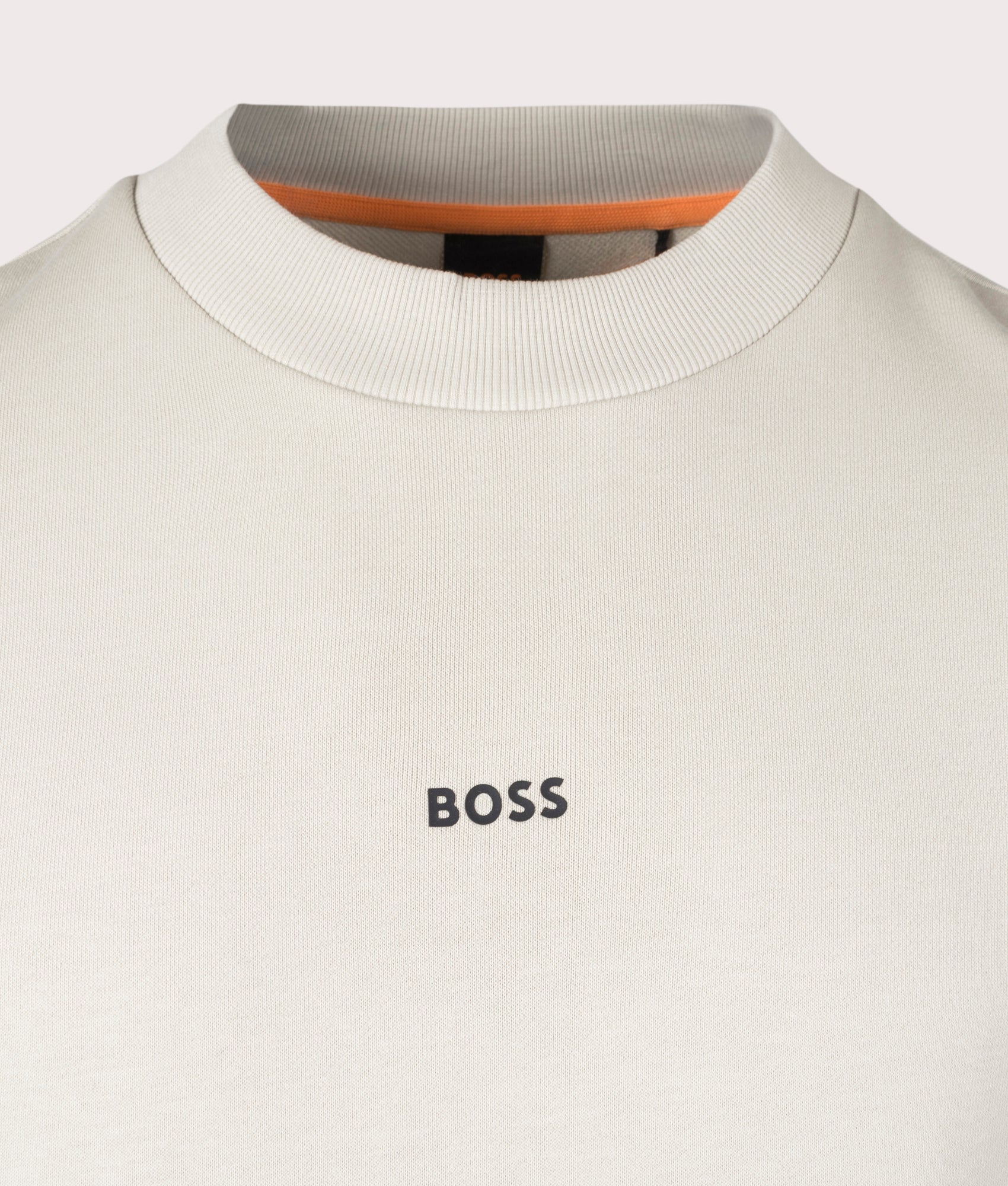 WeSmall Crew Sweatshirt in Light Beige by Boss. EQVVS Detail Shot.