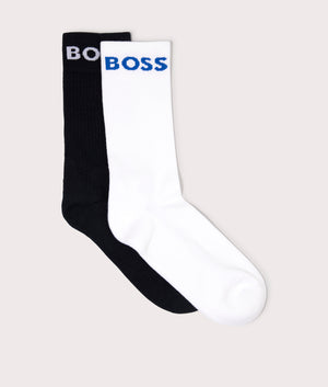 2 Pack Rib Sport Socks in Open White by Boss. Flat Shot.