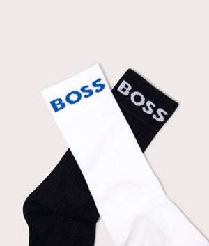 2 Pack Rib Sport Socks in Open White by Boss. EQVVS Detail Shot.