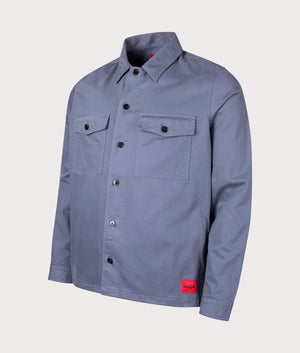 Enalu Overshirt in Open Blue by Hugo. EQVVS Side Angle Shot.