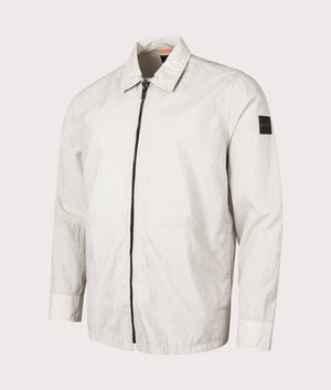 Lovvy Overshirt in Light Beige by Boss. EQVVS Side Angle Shot.