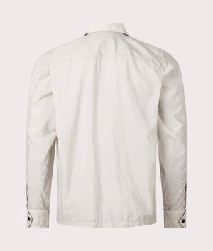 Lovvy Overshirt in Light Beige by Boss. EQVVS Back Angle Shot.