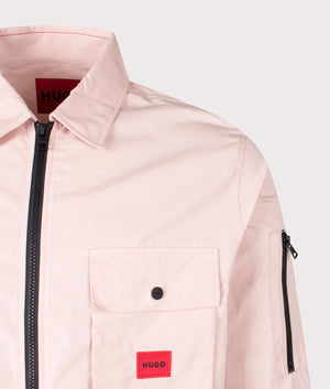 Emmond Overshirt in Light Pastel Pink by Hugo. EQVVS Detail Shot.