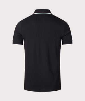 HUGO Slim Fit Deresino 232 Polo Shirt in Black. 100% Cotton. At EQVVS Menswear. Back shot