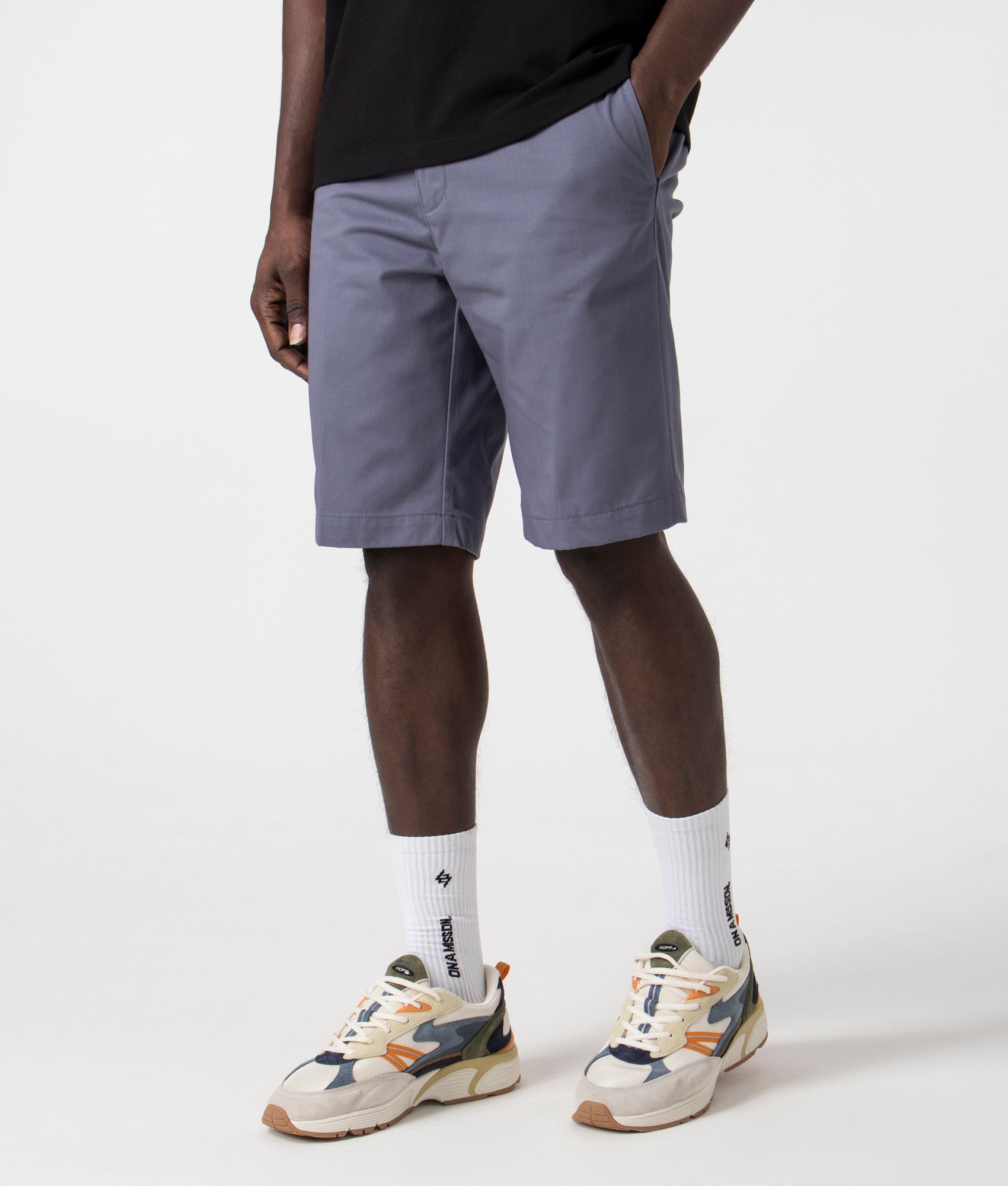 HUGO Darik241 Shorts in 462 open blue side front shot at EQVVS