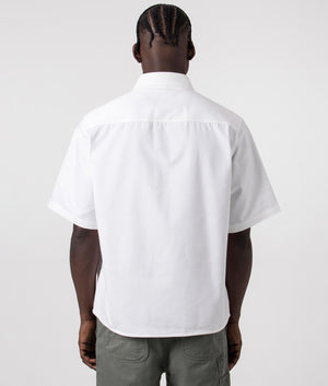 Relaxed Fit Short Sleeve Ekyno Shirt in White by Hugo. EQVVS Back Angle Shot