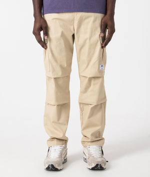 Relaxed Fit Gadic242 Cargos in Medium Beige by Hugo. EQVVS Front Angle Shot.