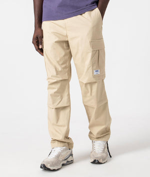 Relaxed Fit Gadic242 Cargos in Medium Beige by Hugo. EQVVS Side Angle Shot.