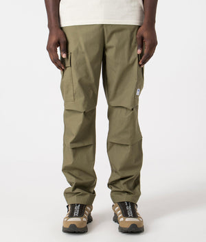 Relaxed Fit Gadic242 Cargos in Open Green by Hugo. EQVVS Front Angle Shot.