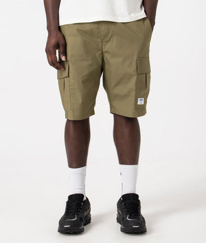 Giulio 242 Chino Shorts in Open Green by Hugo. EQVVS Front Angle Shot.