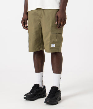 Giulio 242 Chino Shorts in Open Green by Hugo. EQVVS Side Angle Shot