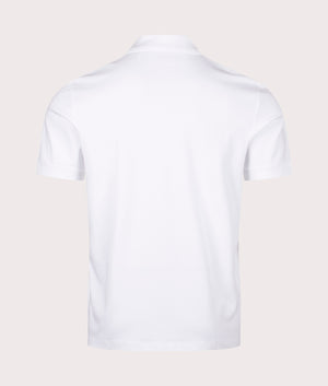 Dalomino Polo Shirt in White by Hugo. EQVVS Back Angle Shot.