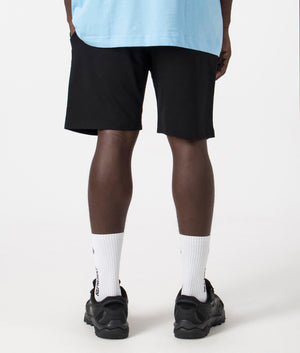 BOSS Authentic Shorts in Black with Blue, White, Grey Stripes, 100% Cotton. Back shot at EQVVS.