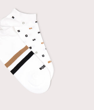 2 Pack Letters Ankle Socks in White by BOSS. EQVVS Detail shot.