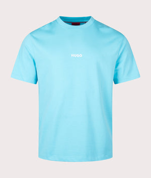 Dowidom Back Print T-Shirt in Turquoise/Aqua by Hugo. EQVVS Front Angle Shot.