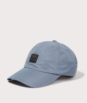 Stacked Logo Jude Cap in Open Blue by Hugo. EQVVS Side Angle Shot.