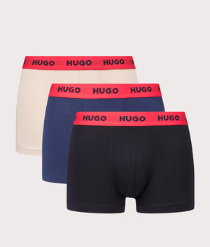 3 Pack Logo Waistband Trunks by HUGO. EQVVS Front Shot.