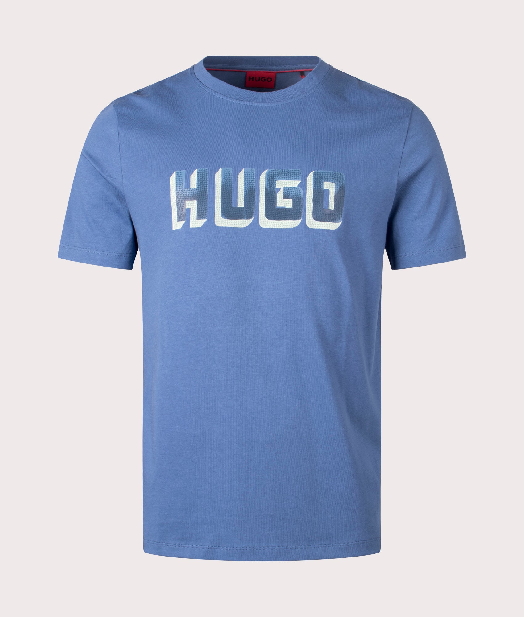 Daqerio T-Shirt in Medium Blue by HUGO. EQVVS Front Angle Shot.