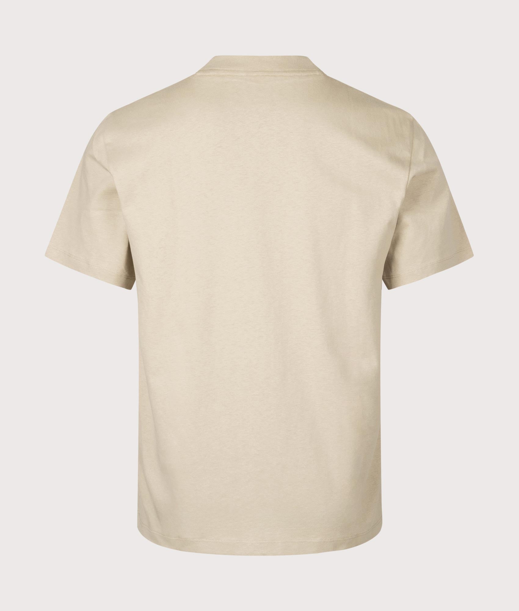 HUGO Relaxed Fit Dapolino T-Shirt in Open Beige. Back angle shot at EQVVS.