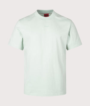HUGO Relaxed Fit Dapolino T-Shirt in Light/Pastel Green. Front angle shot at EQVVS.