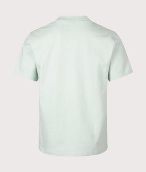 HUGO Relaxed Fit Dapolino T-Shirt in Light/Pastel Green. Back angle shot at EQVVS.