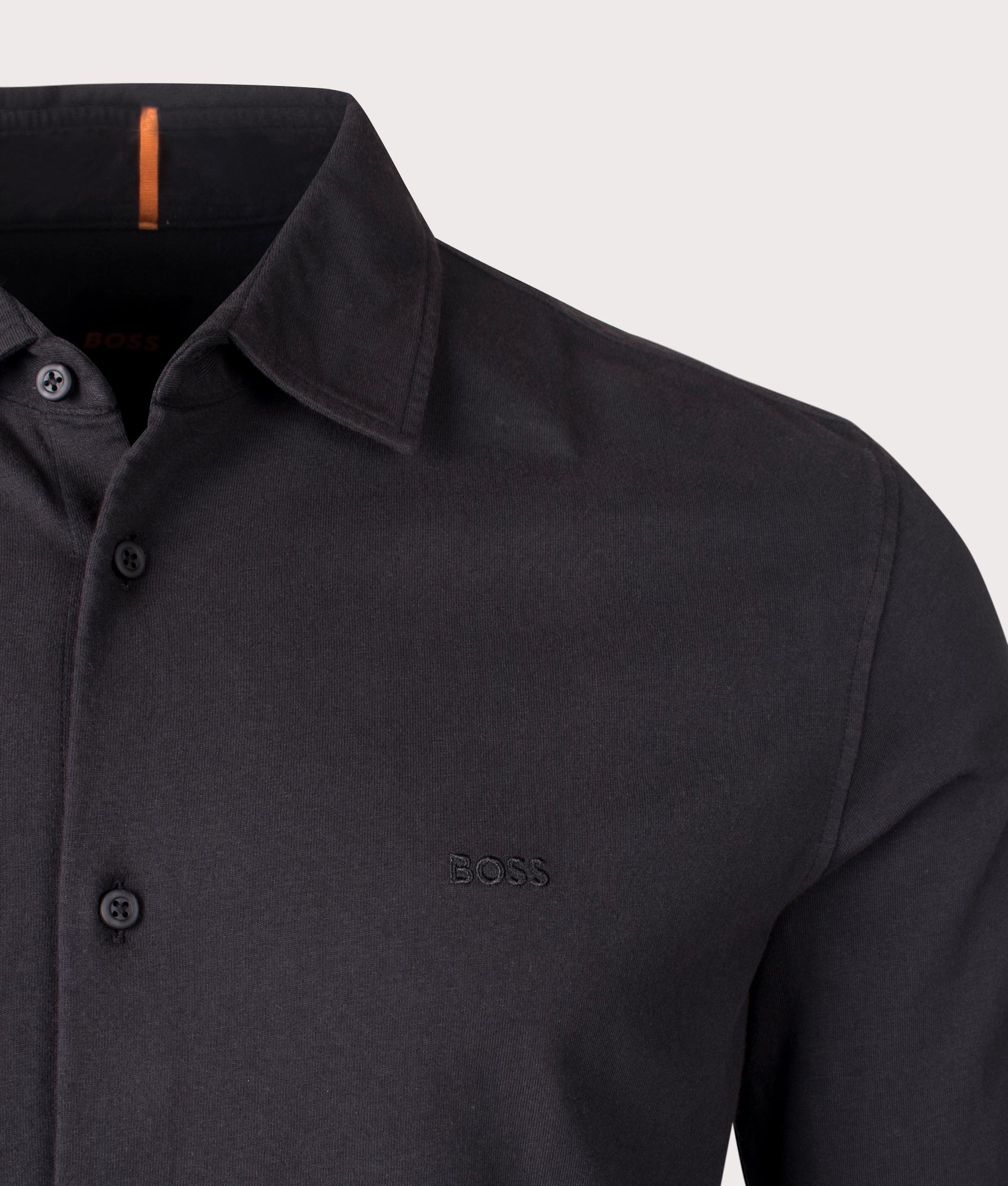BOSS Mysoft 2 M Shirt in Black for Men, 100% Cotton at EQVVS Detail Shot