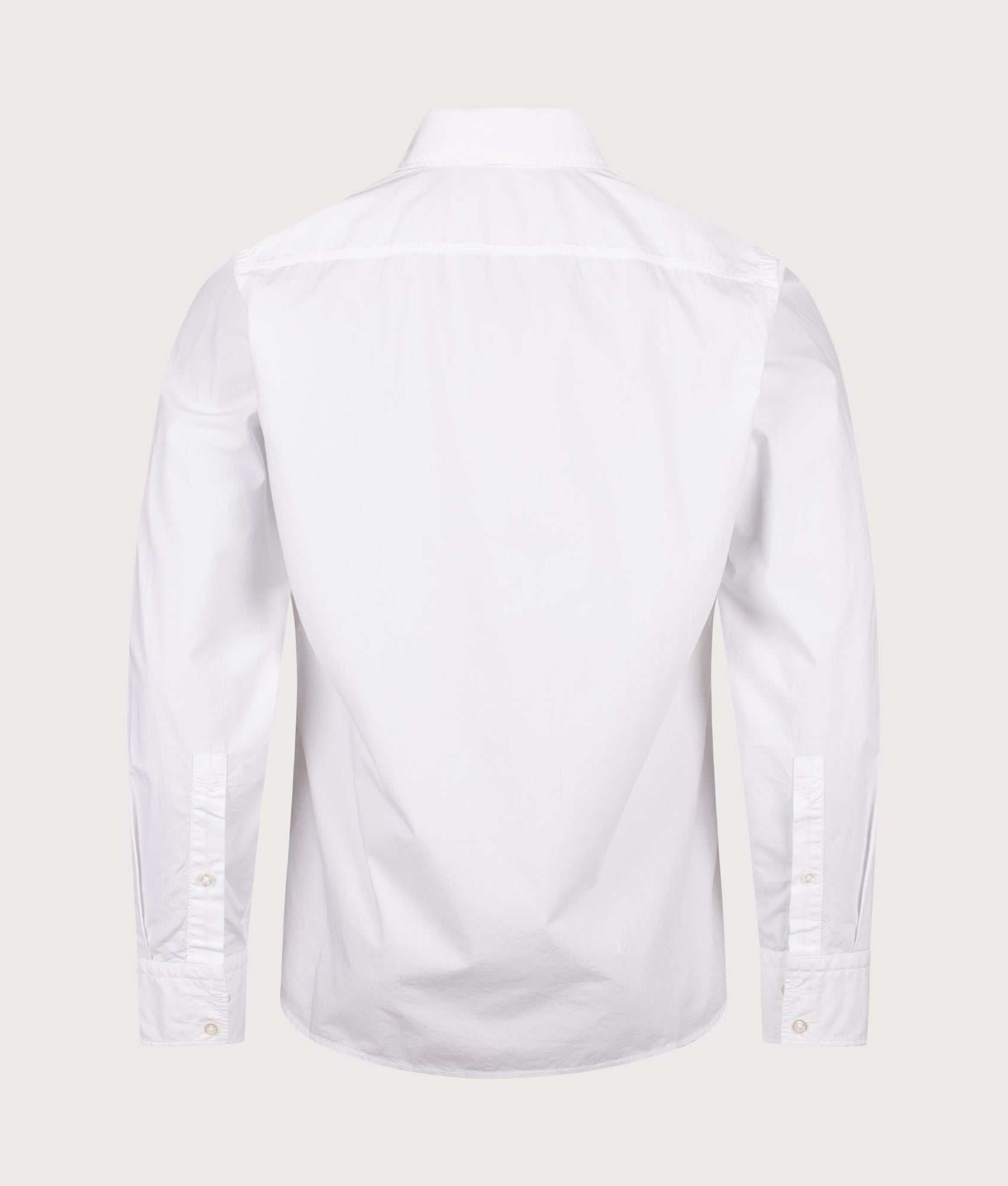 BOSS Regular Fit Relegant 6 M Shirt in White at EQVVS Menswear. Back shot.