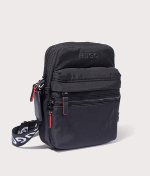 Stewie Zip Crossbody in Black by HUGO. EQVVS Side Angle Shot.