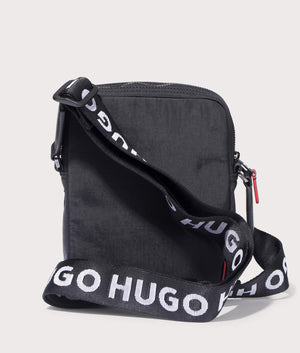 Stewie Zip Crossbody in Black by HUGO. EQVVS Back Angle Shot.