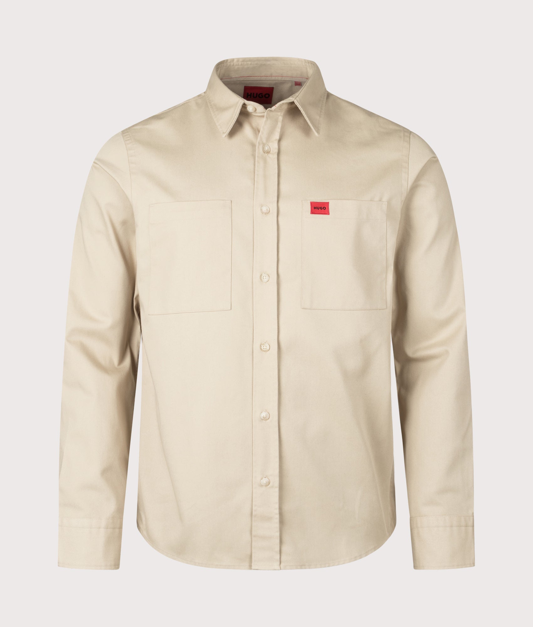 HUGO Egrin Shirt in Open Beige. Front angle shot at EQVVS.