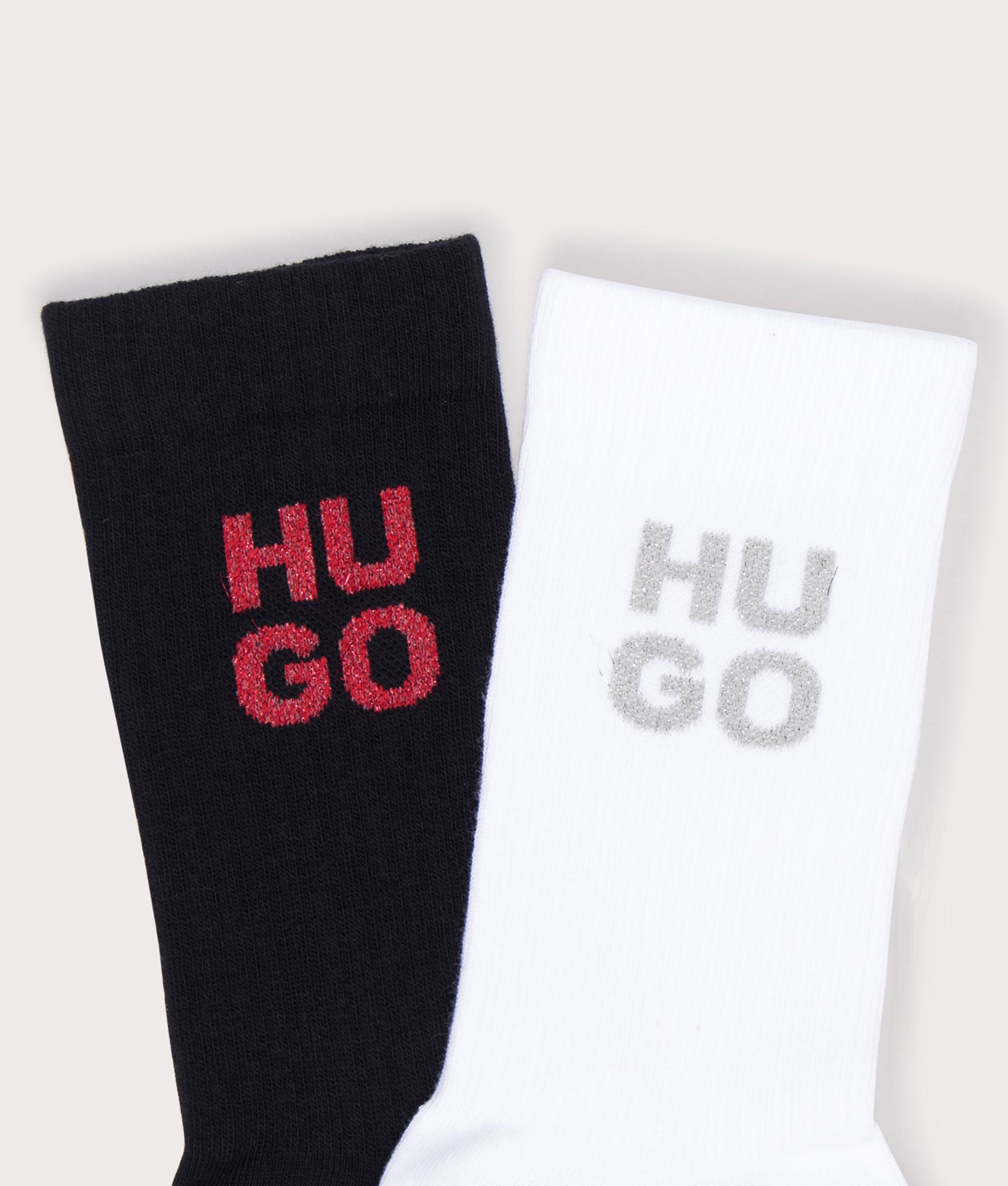Hugo 2 Pack QS Socks Gift Set in black at EQVVS menswear detail shot