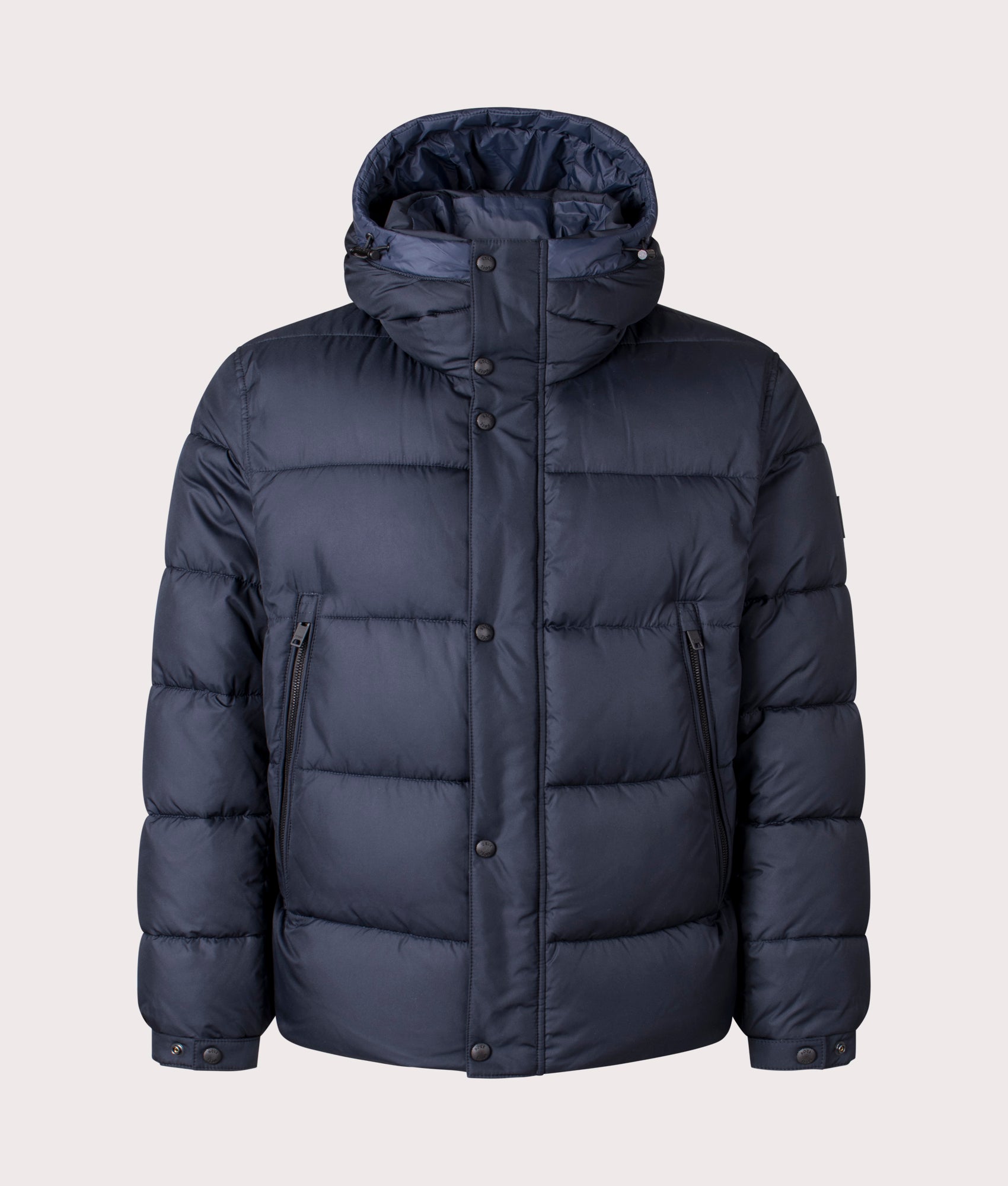 BOSS Navy Blue Omaris Jacket. Shot at EQVVS. Front shot. 