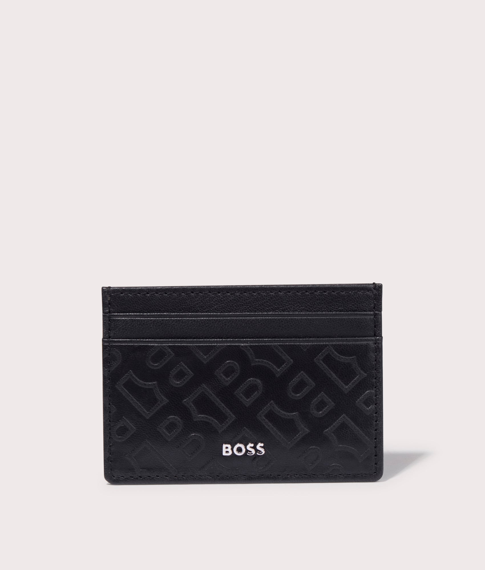 BOSS GB Outline Wallet & Cardholder Giftset in Black at EQVVS. Cardholder front shot