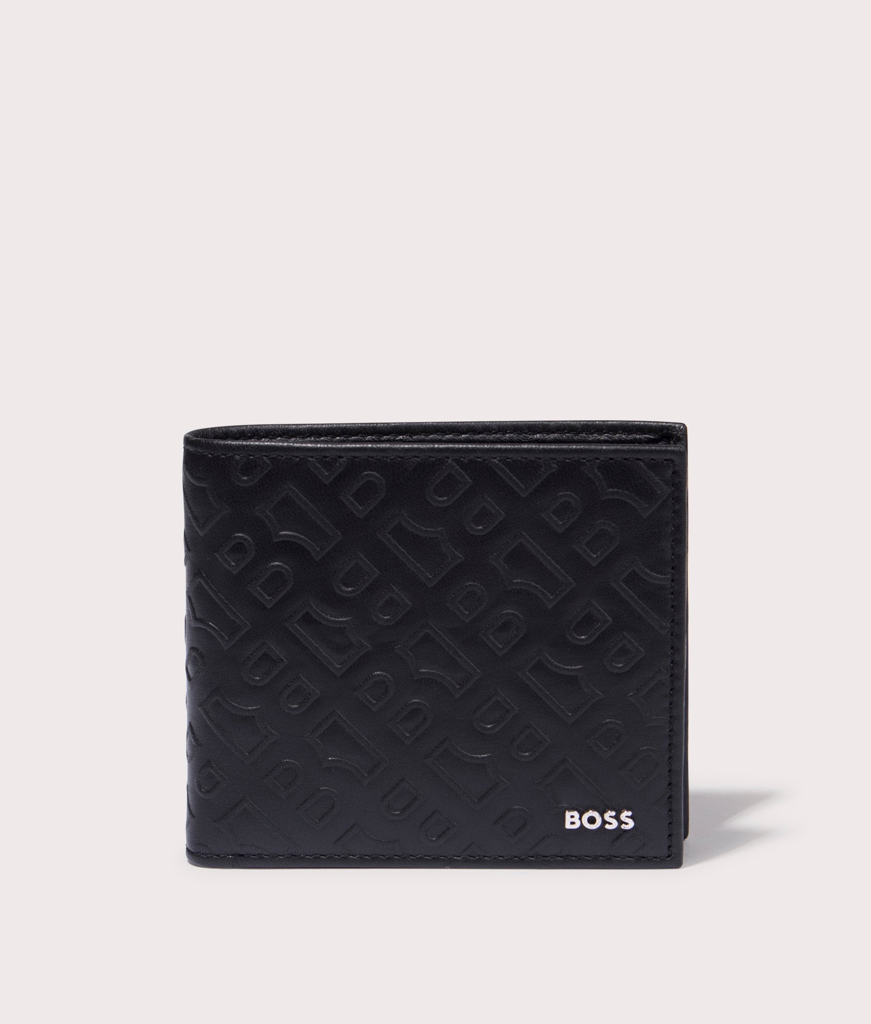 BOSS GB Outline Wallet & Cardholder Giftset in Black at EQVVS. Wallet front shot