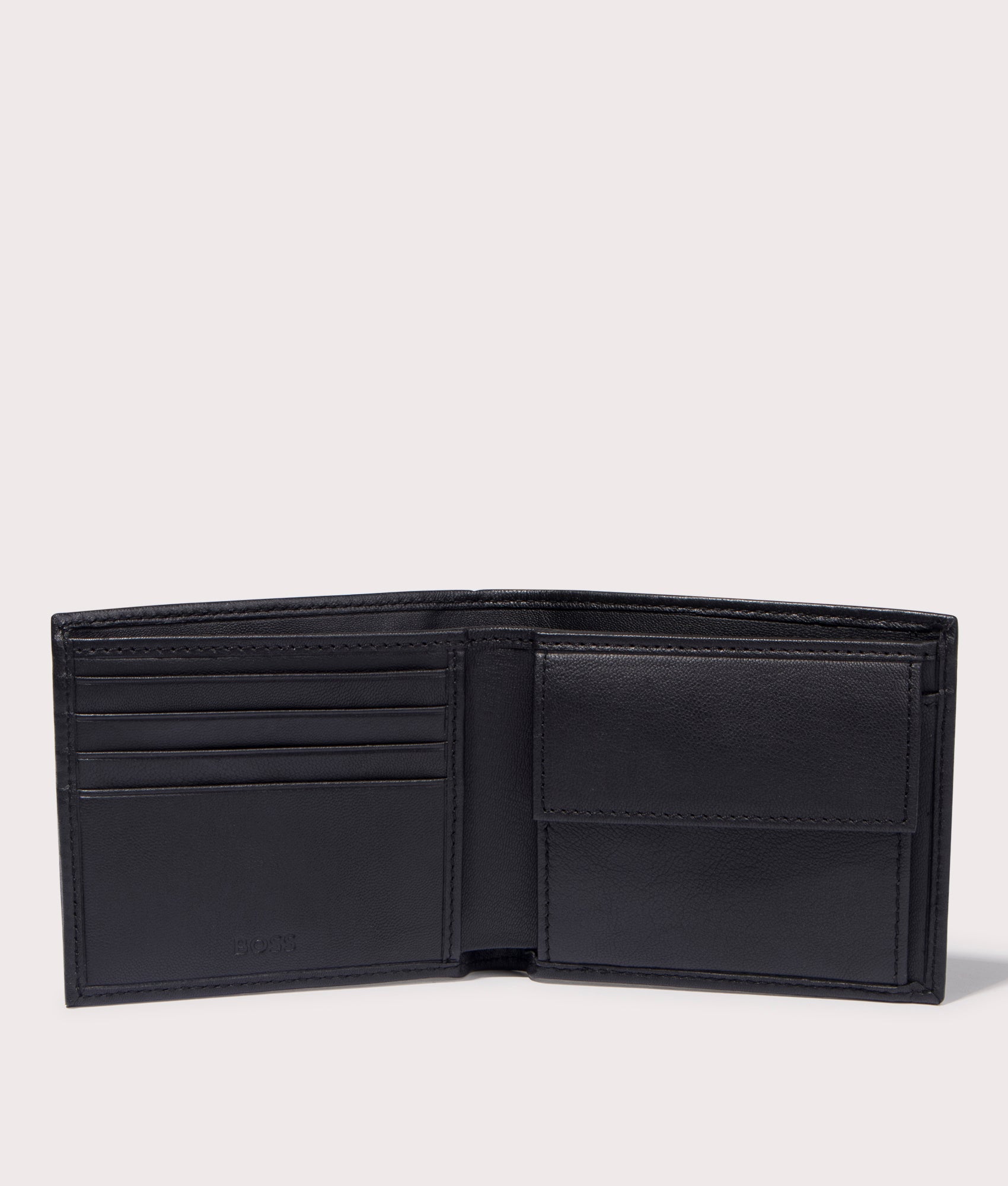 BOSS GB Outline Wallet & Cardholder Giftset in Black at EQVVS. Wallet Open shot