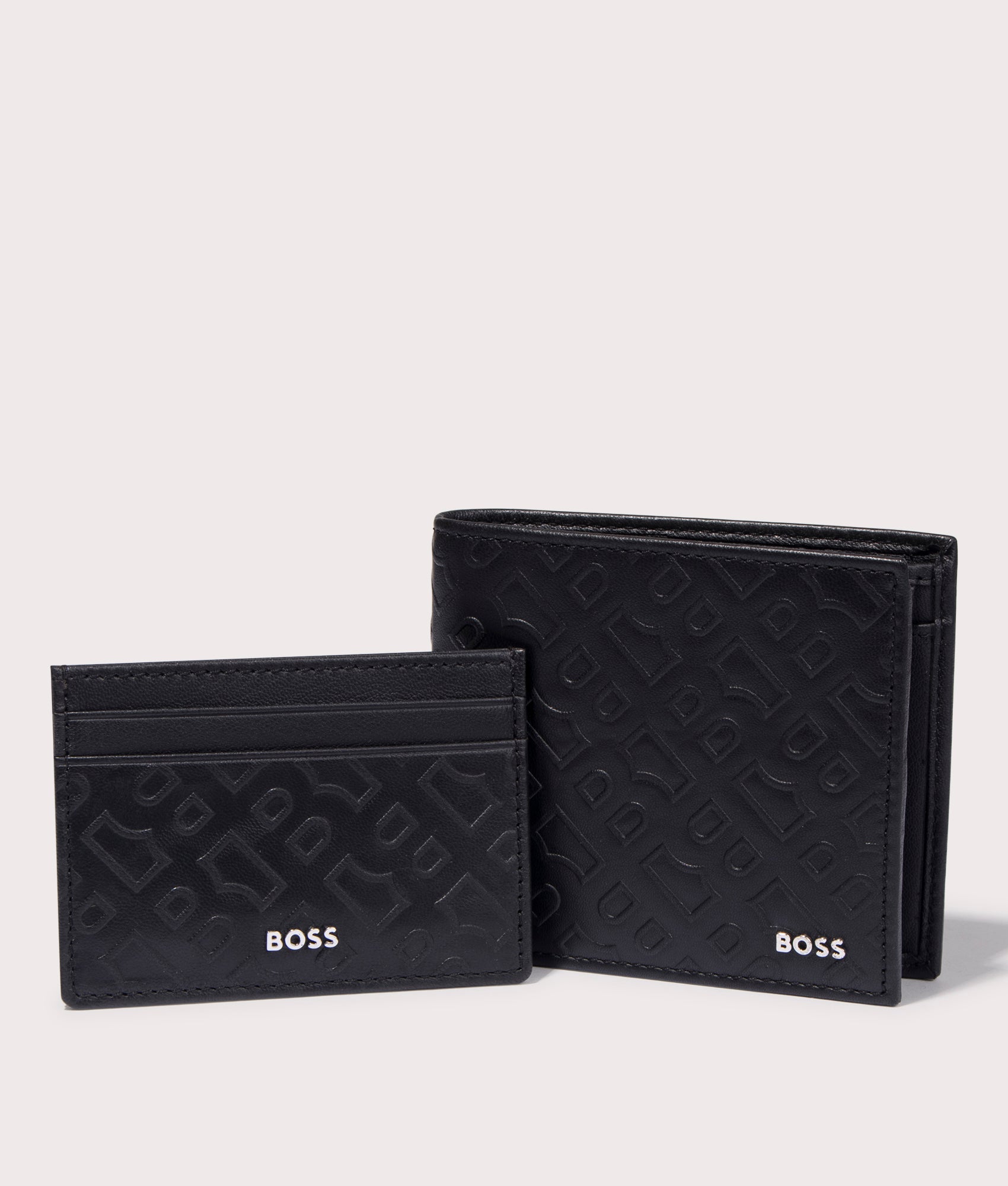 BOSS GB Outline Wallet & Cardholder Giftset in Black at EQVVS. Display shot